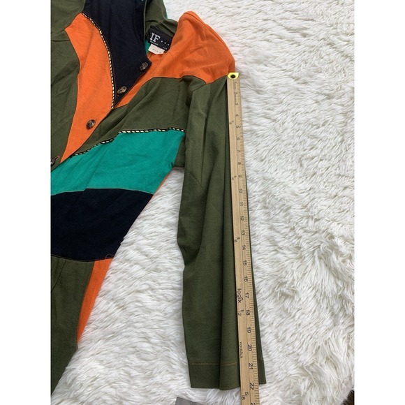 Vintage 80s American Jumpsuit Sz S Olive Green Orange‎ Shoulder Pads NWT USA - Picture 7 of 13